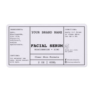 Lavender Facial Cosmetic 2 oz. Serum Label