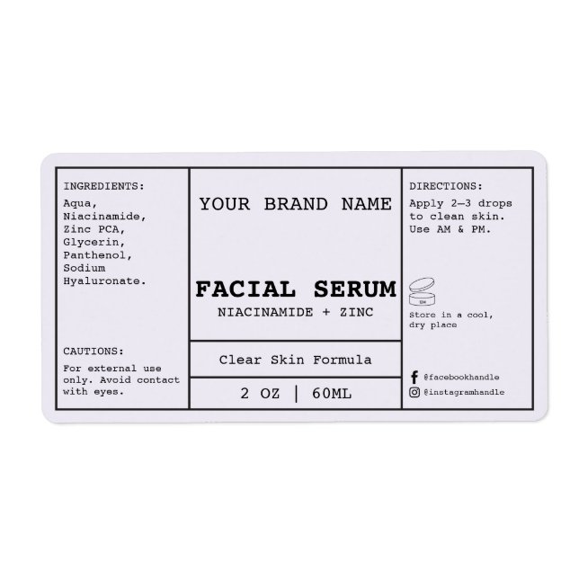 Lavender Facial Cosmetic 2 oz. Serum Label (Front)