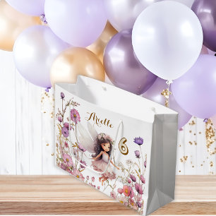 Lavender Fairy wildflower pixie birthday Large Gift Bag