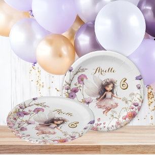 Lavender Fairy wildflower pixie birthday Paper Plate
