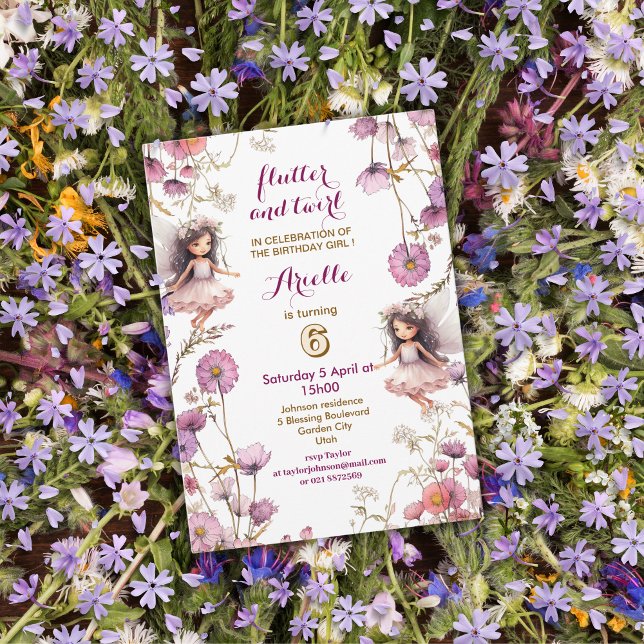 Lavender Fairy wildflower Pixie Invitations (Creator Uploaded)
