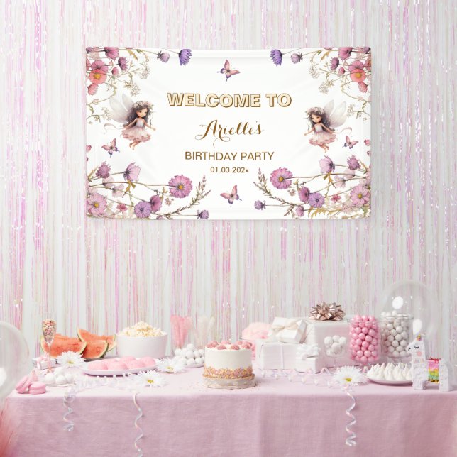 Lavender Fairy wildflower pixie Welcome Sign (Party)