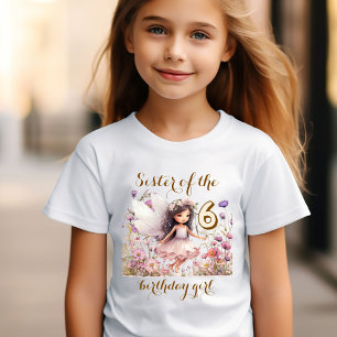 Lavender Fairy wildflower sister of birthday girl T-Shirt