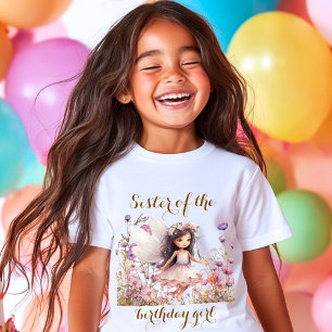 Lavender Fairy wildflower sister of birthday girl T-Shirt