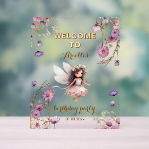 Lavender Fairy wildflower thank you  Acrylic Sign