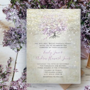 Lavender Fairytale Lights and Stars Wedding Invitation
