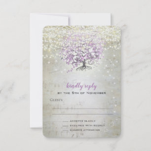 Lavender Fairytale Lights and Stars Wedding RSVP Card
