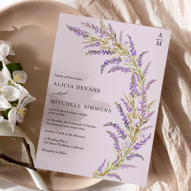 Lavender Fall autumn floral watercolor wedding  Invitation (Creator Uploaded)