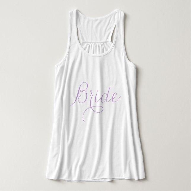 Lavender Fancy Script Bride Singlet (Design Front)