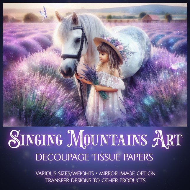 Lavender Fantasy Girl and Horse Decoupage Tissue Paper (Creator Uploaded)
