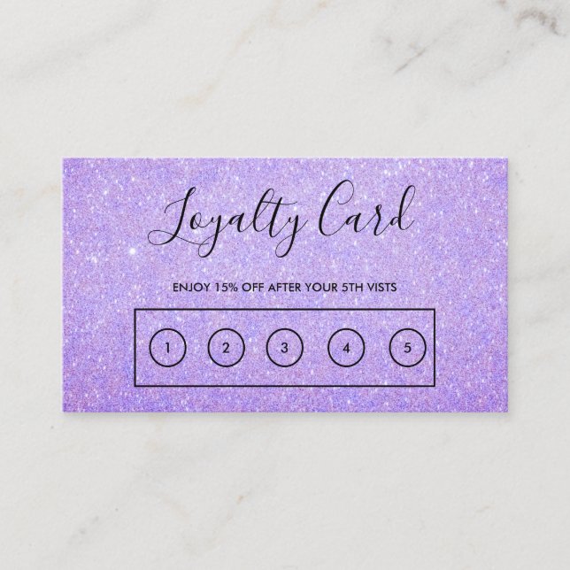 Lavender Faux Glitter Custom Loyalty Card (Front)