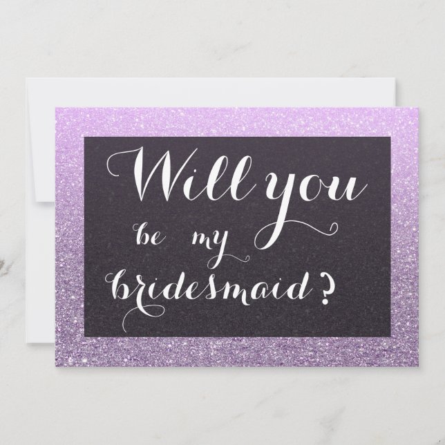 Lavender Faux Glitter Will You Be My Bridesmaid Invitation (Front)