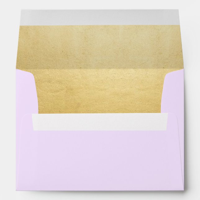 Lavender Faux Gold Foil Wedding Return Address Envelope (Back (Bottom))