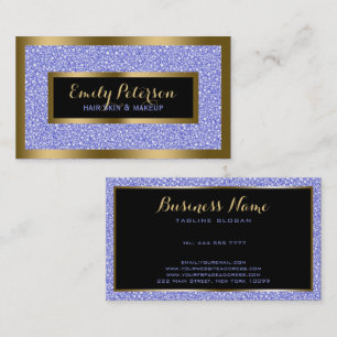 Lavender Fax Glitter Gold Accents Makeup Business Card