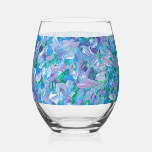 Lavender Feathers Stemless Wine Glass