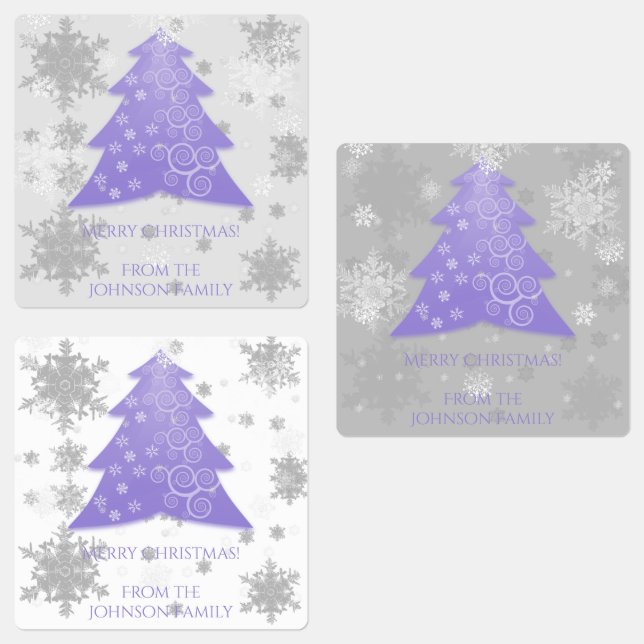 Lavender Festive Christmas Tree Baking Label (Group)