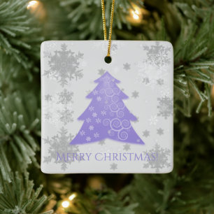 Lavender Festive Christmas Tree Ceramic Ornament