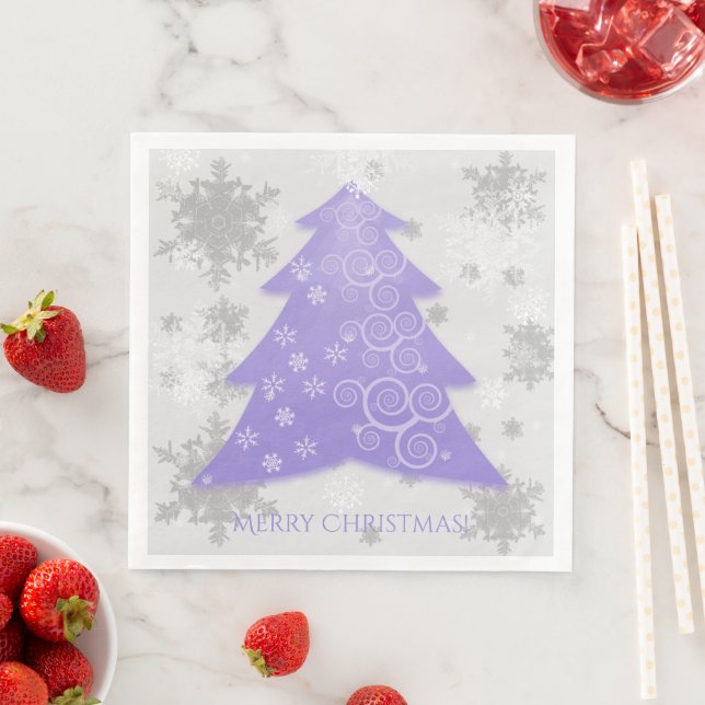 Lavender Festive Christmas Tree Paper Napkin (Insitu)