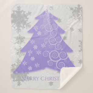 Lavender Festive Christmas Tree Sherpa Blanket