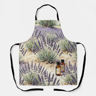 Lavender Field Essential Oil Watercolor Pattern Apron