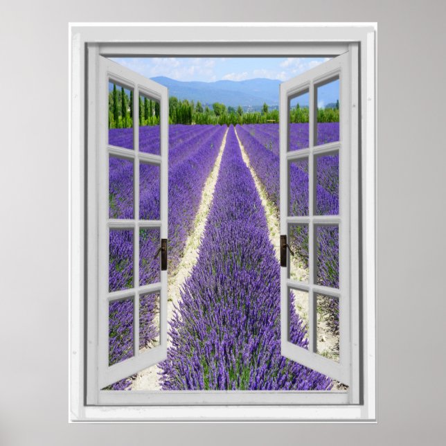 Lavender Field Fake Window View Poster (Front)