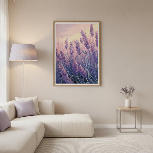 Lavender Field Modern Watercolor Wall Art