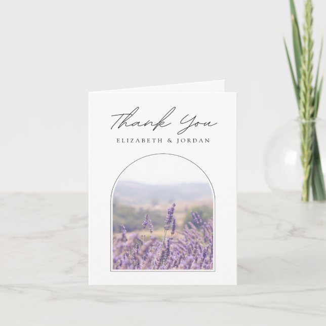 Lavender Field Photo Blank Thank You Card (Front)