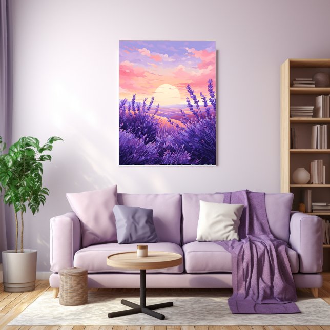 Lavender Field Sunset Wall Art Canvas (Creator Uploaded)
