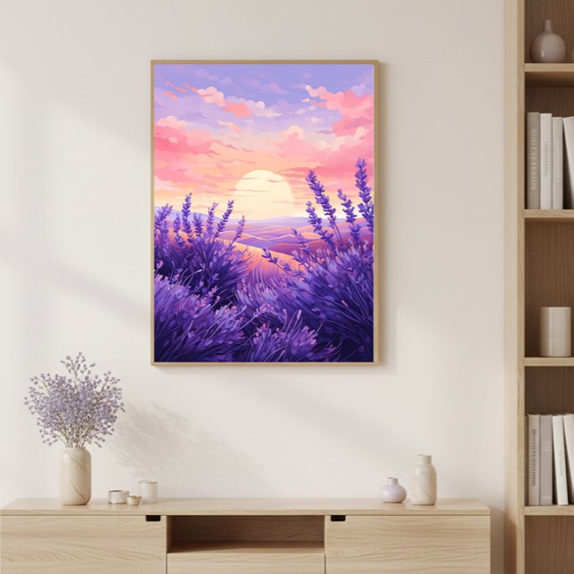 Lavender Field Sunset Wall Art Print Poster (Creator Uploaded)