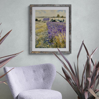  Lavender Field Watercolor Photo Print