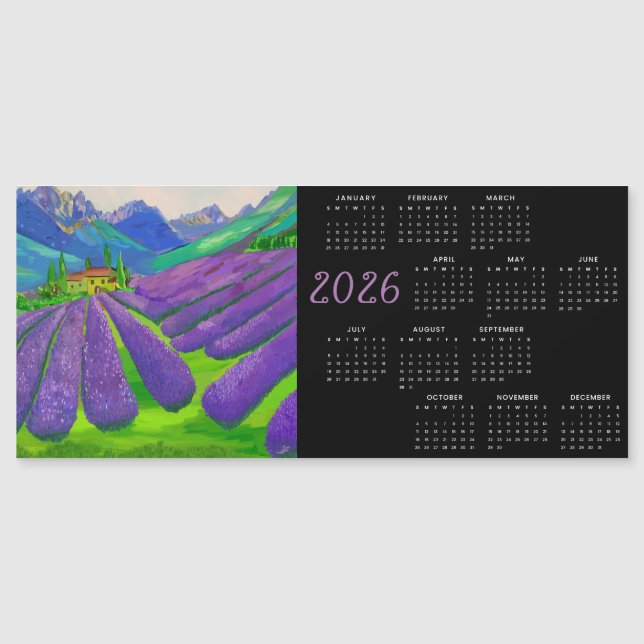 Lavender fields in the mountains  2026  Calendar (Front)