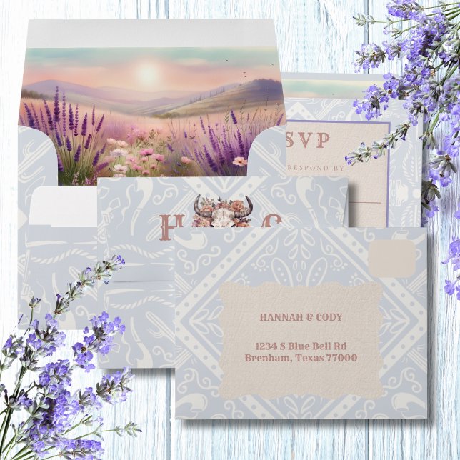 Lavender Fields of Blue Wedding RSVP Envelope (Creator Uploaded)