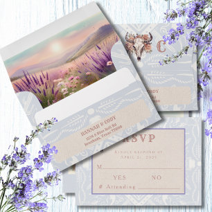Lavender Fields of Blue Wedding RSVP Envelope