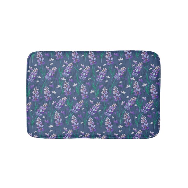 Lavender Fields Pattern in Purple Bath Mat (Front)