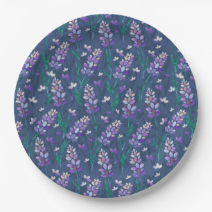 Lavender Fields Pattern in Purple Paper Plate