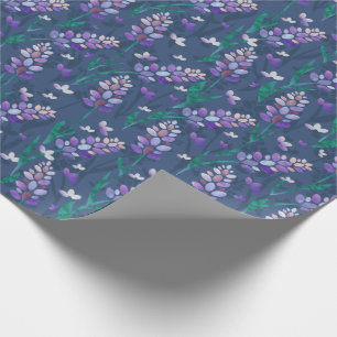 Lavender Fields Pattern in Purple Wrapping Paper