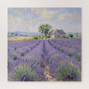 Lavender Fields Provence Cottage Impressionist Jigsaw Puzzle
