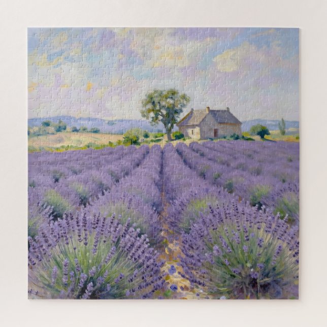 Lavender Fields Provence Cottage Impressionist Jigsaw Puzzle (Vertical)