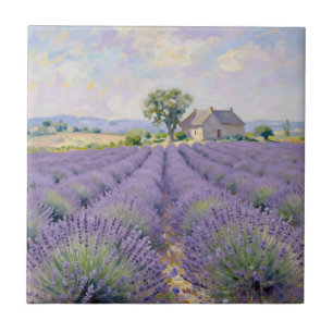Lavender Fields Provence Cottage Impressionist Tile