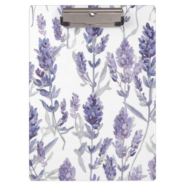 Lavender Fields | Purple Watercolor Flower Pattern Clipboard (Front)