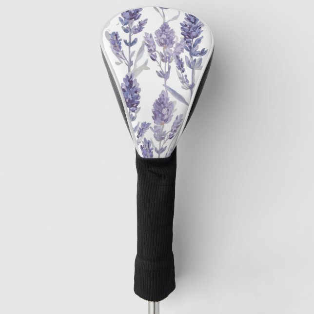 Lavender Fields | Purple Watercolor Flower Pattern Golf Head Cover (Front)