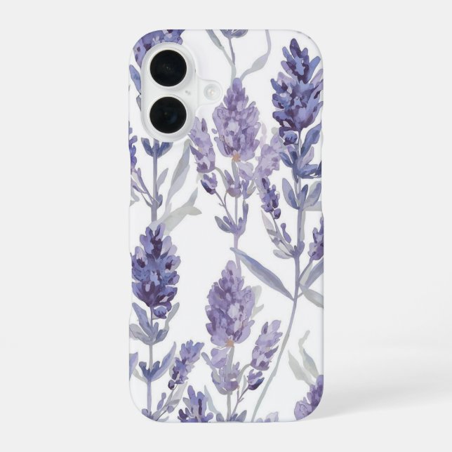 Lavender Fields | Purple Watercolor Flower Pattern iPhone 16 Case (Back)