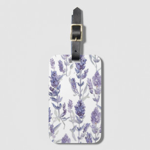 Lavender Fields Purple Watercolor Flower Pattern Luggage Tag