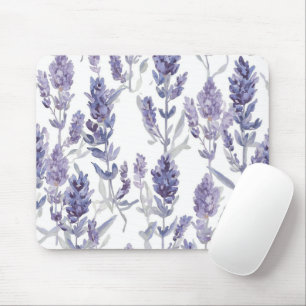 Lavender Fields   Purple Watercolor Flower Pattern Mouse Pad