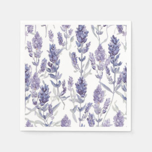 Lavender Fields Purple Watercolor Flower Pattern Napkin