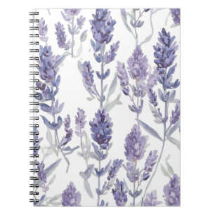 Lavender Fields   Purple Watercolor Flower Pattern Notebook