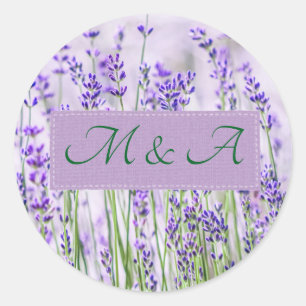Lavender Fields Wedding Round Classic Sticker