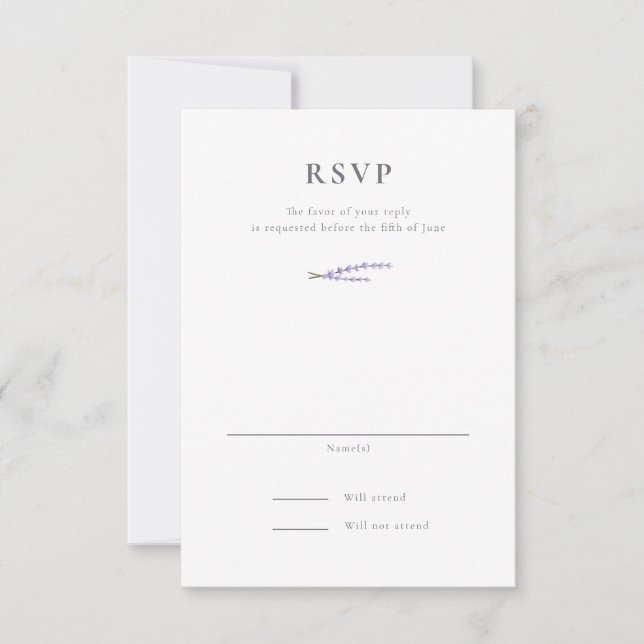 Lavender Fields Wedding RSVP Card (Front)