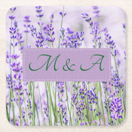 Lavender Fields Wedding Square Paper Coaster