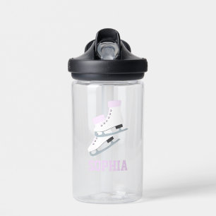 Lavender Figure Skates Personalized Girls Water Bottle